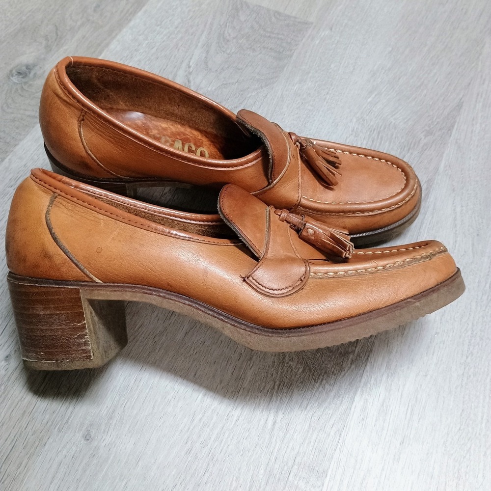 Vtg Sebago Women's Heeled Loafer Tassel Shoe Size 8 N